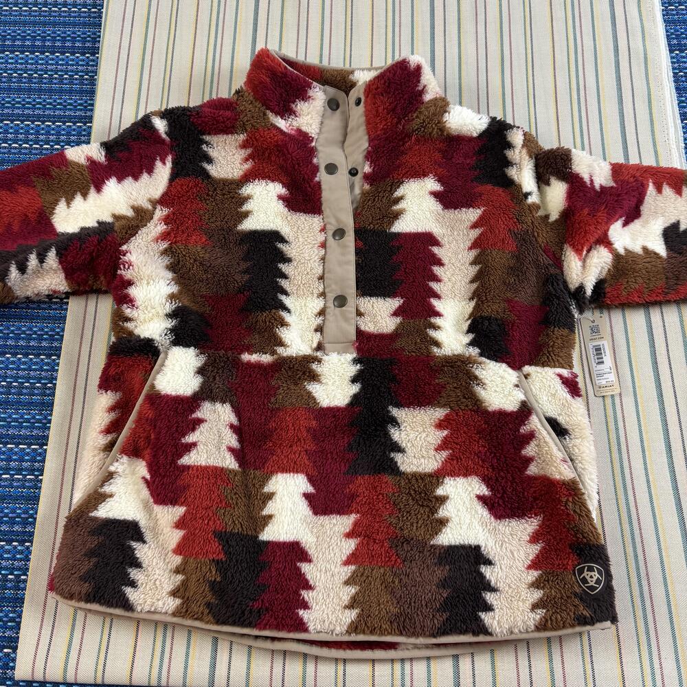 Ariat Sweatshirt Womens Large Multicolor Berber Snap Front Southwestern Fleece - Picture 3 of 11